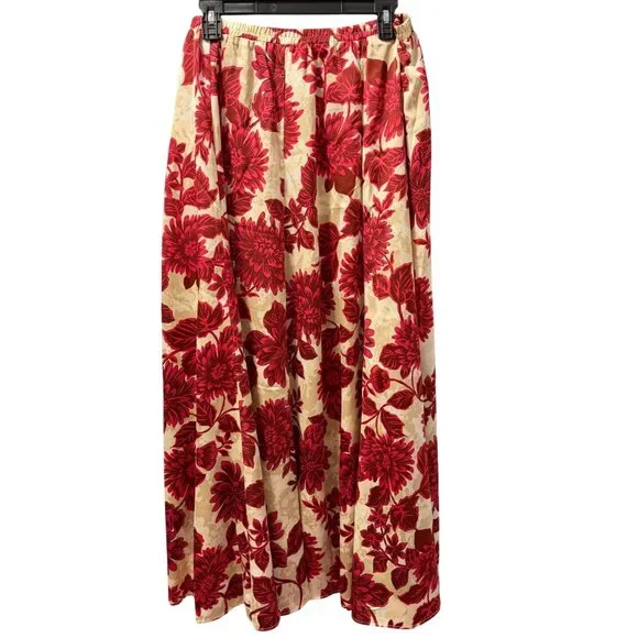Cupio Floral Print Maxi Skirt Sz L Beige Multi Skirt - Picture 10 of 12